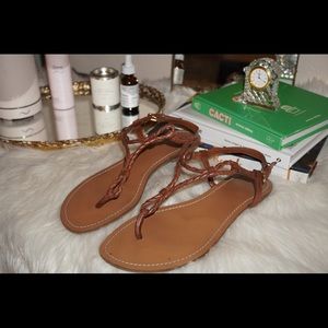 Ralph Lauren Brown Leather Alexa Rope Sandals